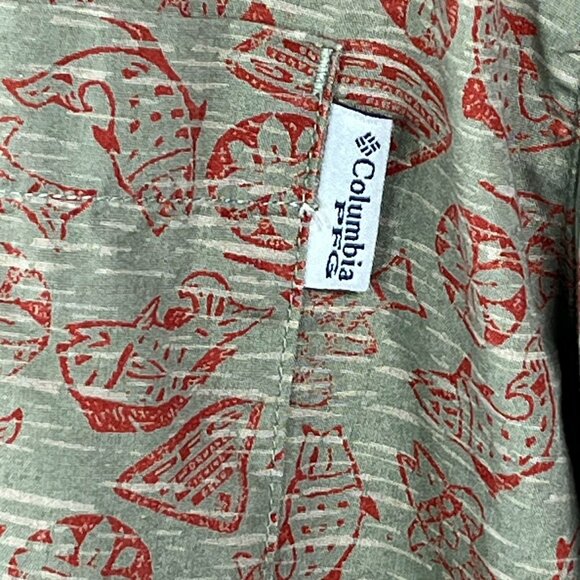 Columbia PFG Shirt Mens L All Over Fish Print Performance Fishing Vented Trout - Picture 3 of 13